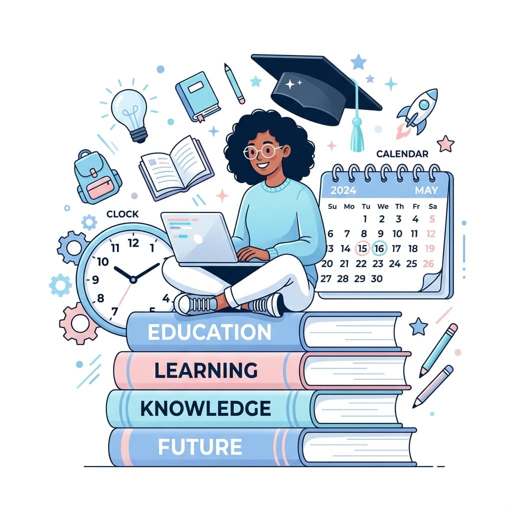 Students preparing for exams illustration