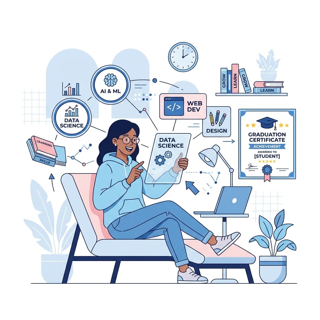 Student exploring course modules